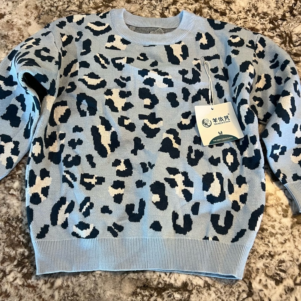 6/7 New Long Sleeve Yangyifan Boys Girls Childrens Blue Sweater Pullover Soft